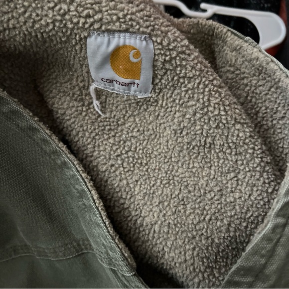 Carhartt Vest Mens Green Sherpa Lined Work Vest Full Zip - Picture 2 of 8